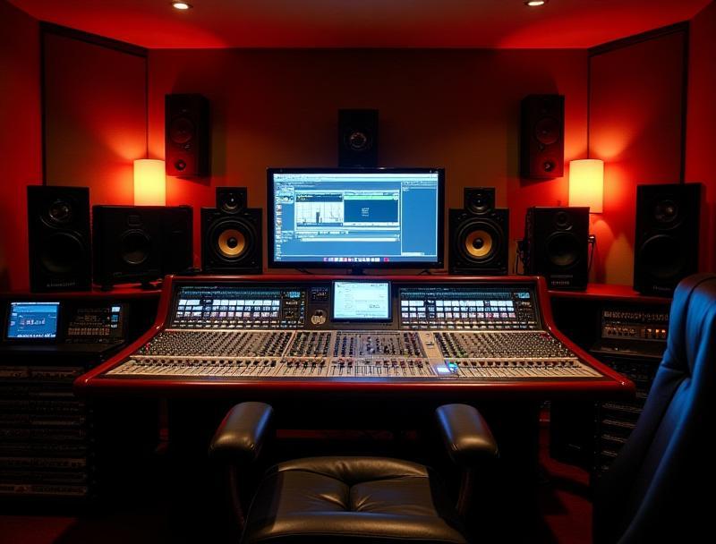 Inside view of the Estúdio Raízes Sonoras control room